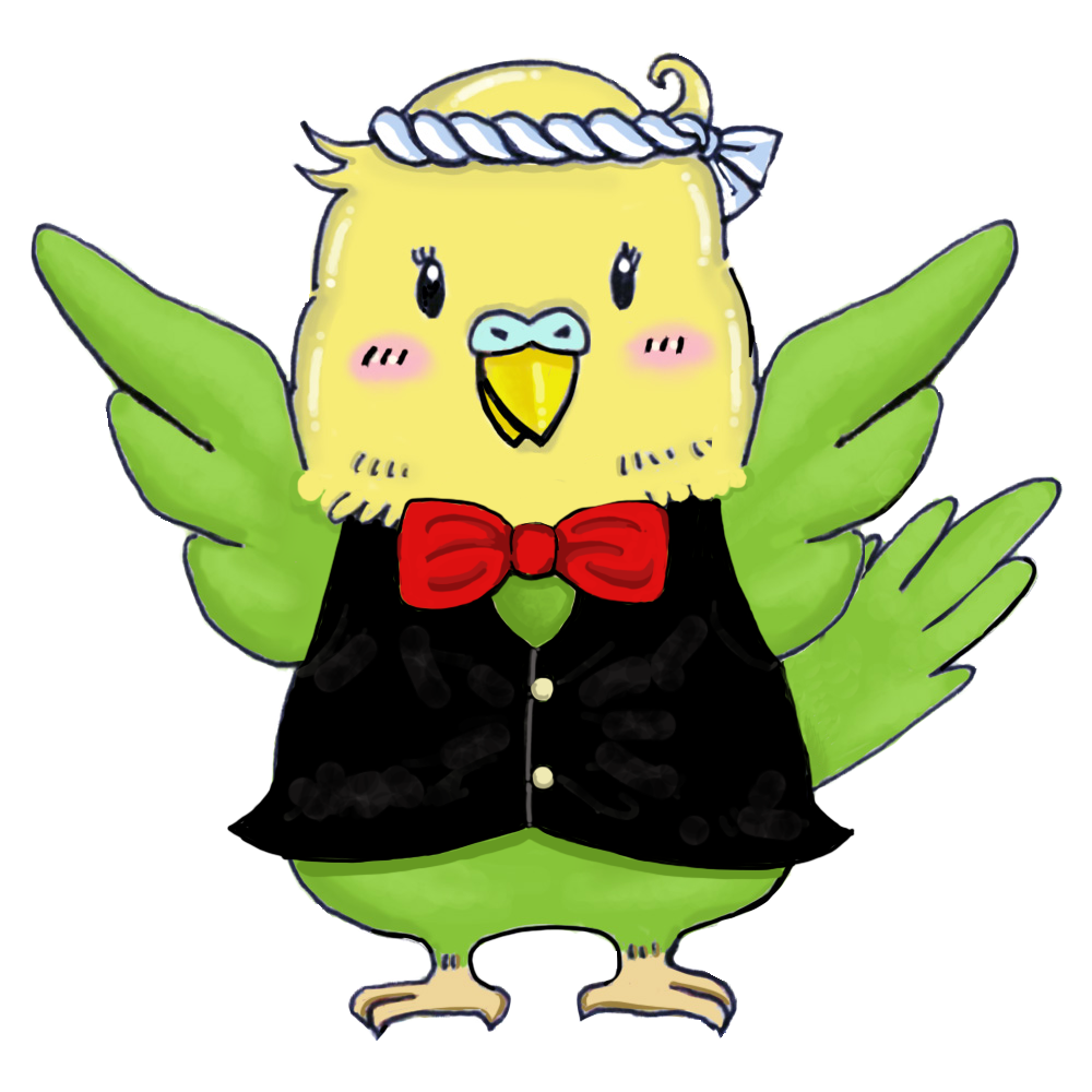 タキシードを着たインコのイラスト